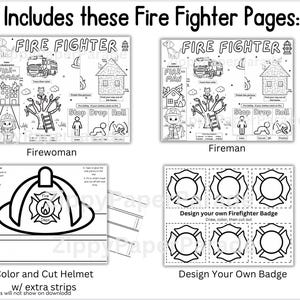 Fire Fighter Activity Coloring Pages DIGITAL DOWNLOAD // Printable ...