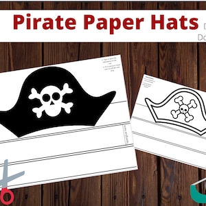 Pirate Paper Hat Set // Pirate  Crown // Pirate Hat // Birthday Party // Printable Paper Crowns // Pirate Party