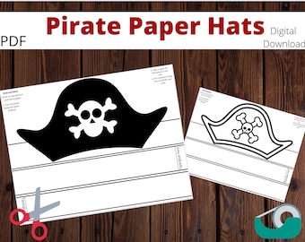 Pirate Paper Hat Set // Pirate  Crown // Pirate Hat // Birthday Party // Printable Paper Crowns // Pirate Party