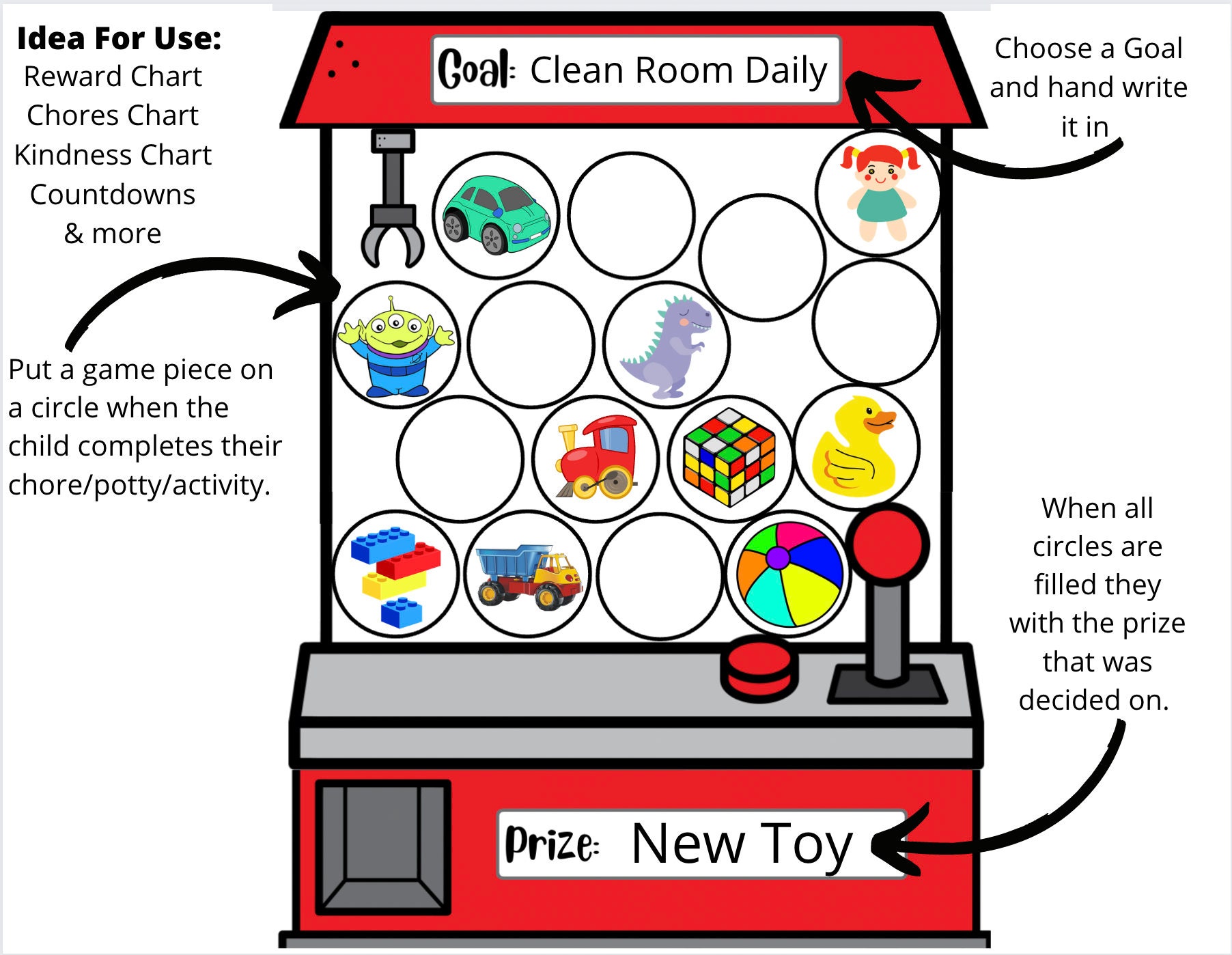 Claw Game Reward Chart DIGITAL DOWNLOAD // Printable Behavior Chart