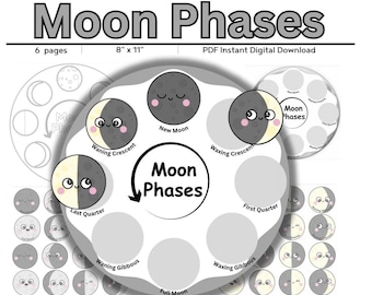 Moon Phases Activity Digital Download // Science Lesson //Preschool Printable // Homeschool // Astronomy // Moon Phases