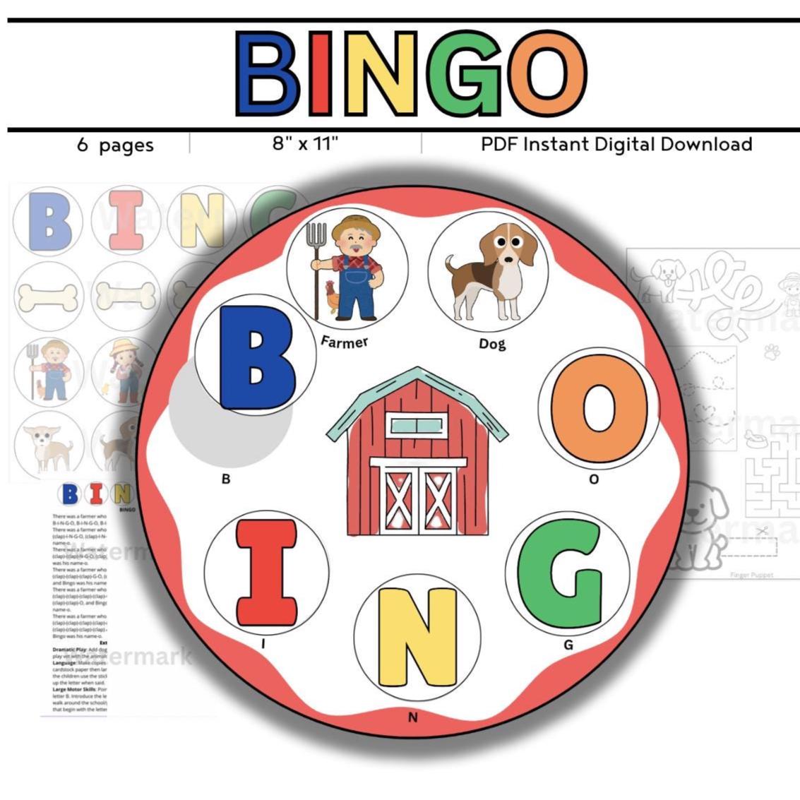 BINGO Song Circle Activity Digital Download // Sequencing //Preschool Printable // Homeschool // Storytime // Farm