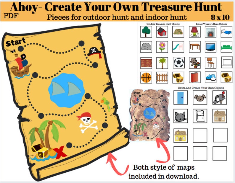 treasure map pirate map digital download printable etsy