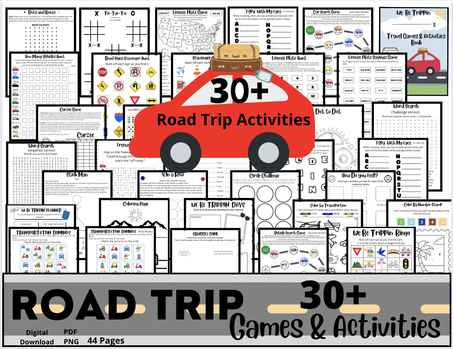 Road Trip Games and Activities Printable Set // Cars // Downloads