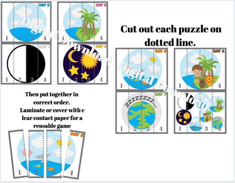 The 7 Days of Creation Activity Set Printables // Days of | Etsy