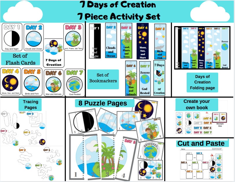 The 7 Days of Creation Activity Set Printables // Days of | Etsy
