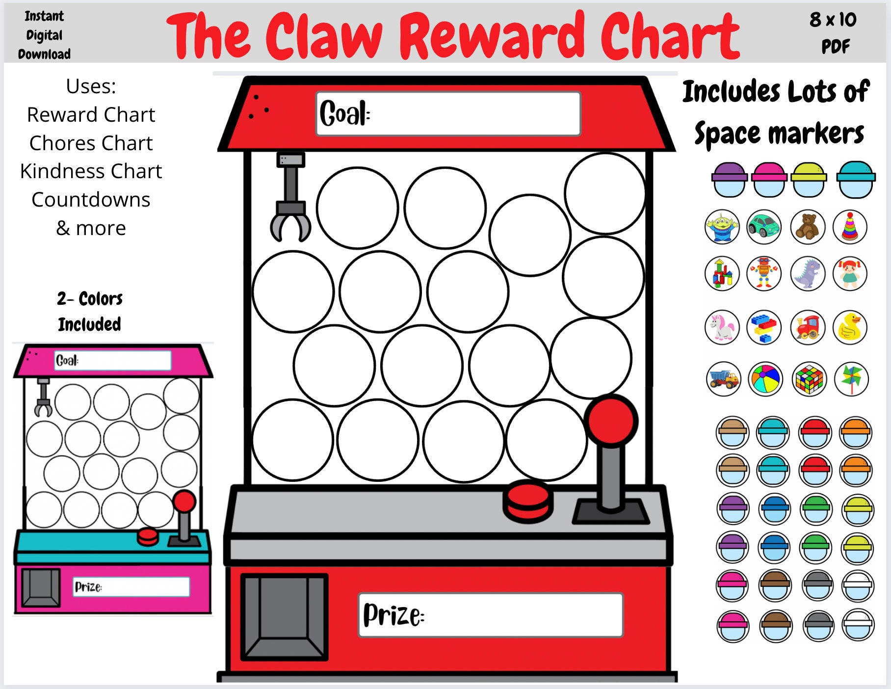 Claw Game Reward Chart DIGITAL DOWNLOAD // Printable Behavior Chart