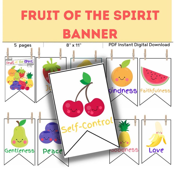 Fruit of the Spirit Banner Printables // Fruit of the Spirit // Downloads // Bible // Sunday School // Banner