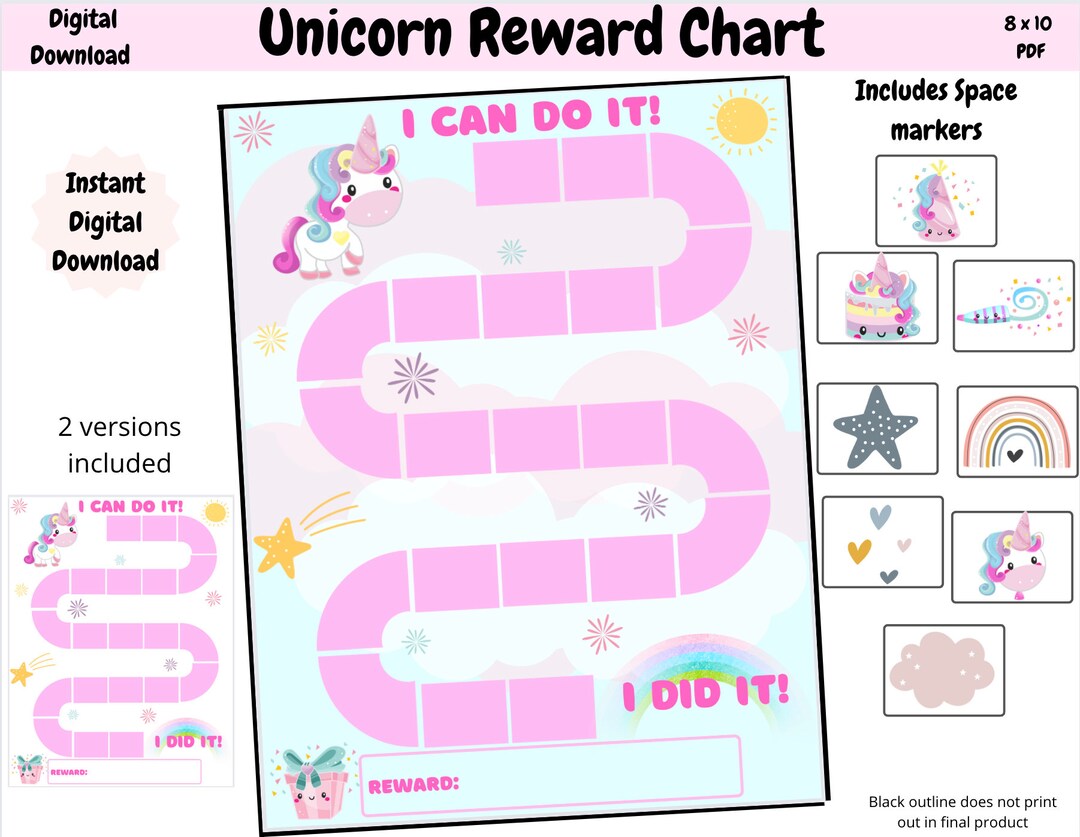Unicorn Behavior Chart Reward Chart DIGITAL DOWNLOAD // - Etsy UK