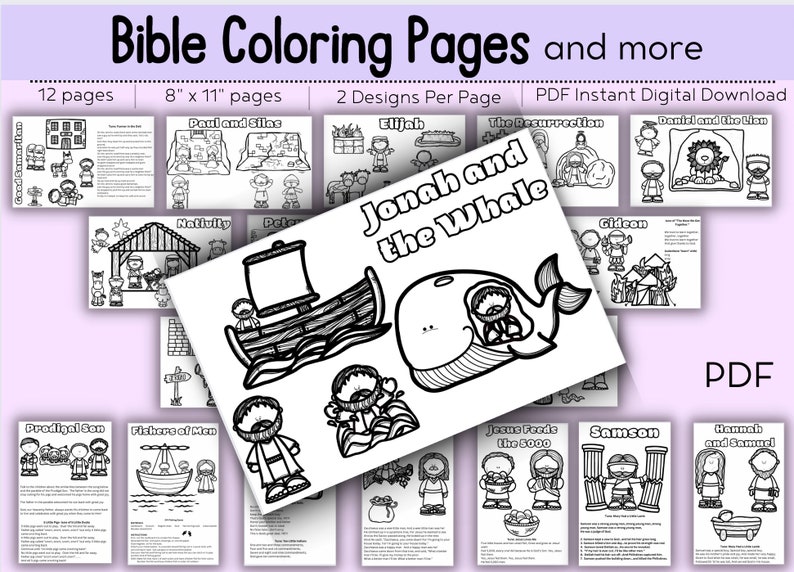 Bible Stories Coloring Pages DIGITAL DOWNLOAD // Printable - Etsy