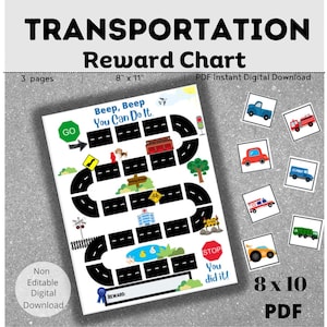 Verhaltenstafel Belohnungstafel DIGITALER DOWNLOAD // Verhaltenstafel zum Ausdrucken // Verhaltenstafel für Kinder // Transportmittel