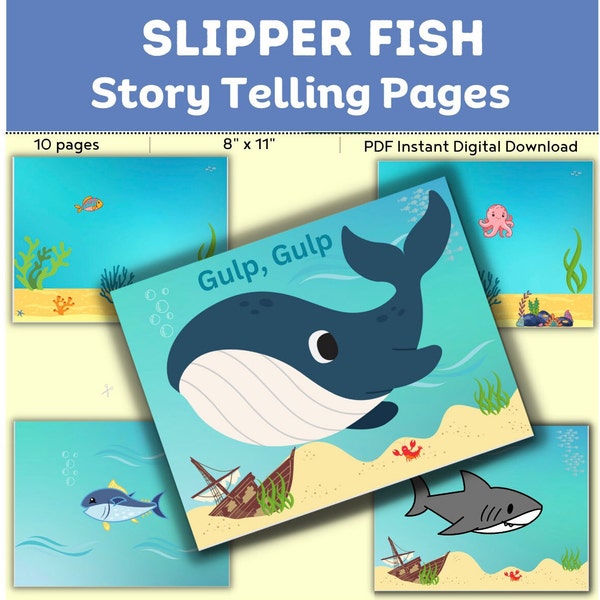 Slippery Fish Printable Set // Ocean  // Downloads // Shark  // Pretend Play // Printable Slippery Fish Preschool Song