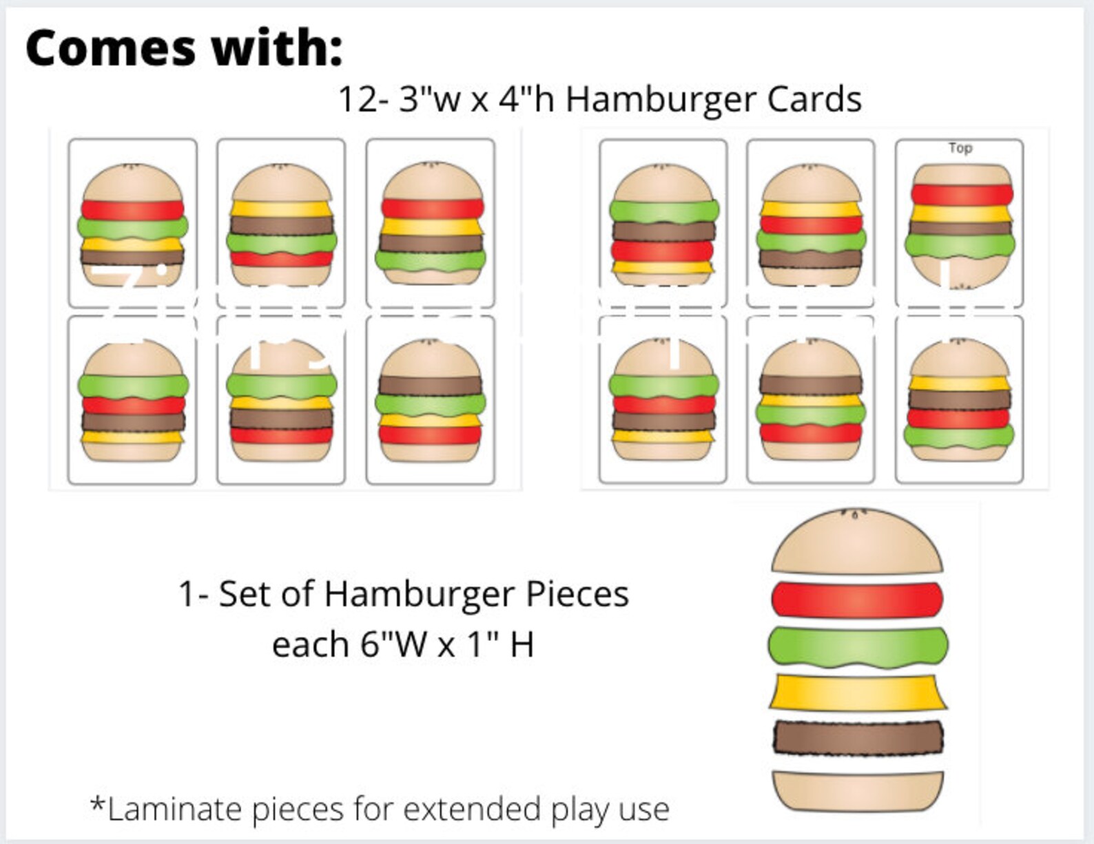 Hamburger Stack Matching Game DIGITAL DOWNLOAD // Matching // Etsy