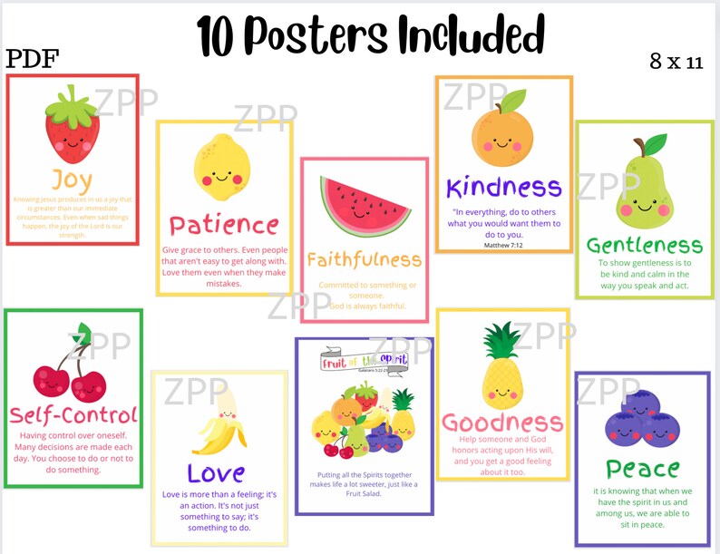 Fruit of the Spirit Posters Printables // Fruit of the Spirit Etsy Canada