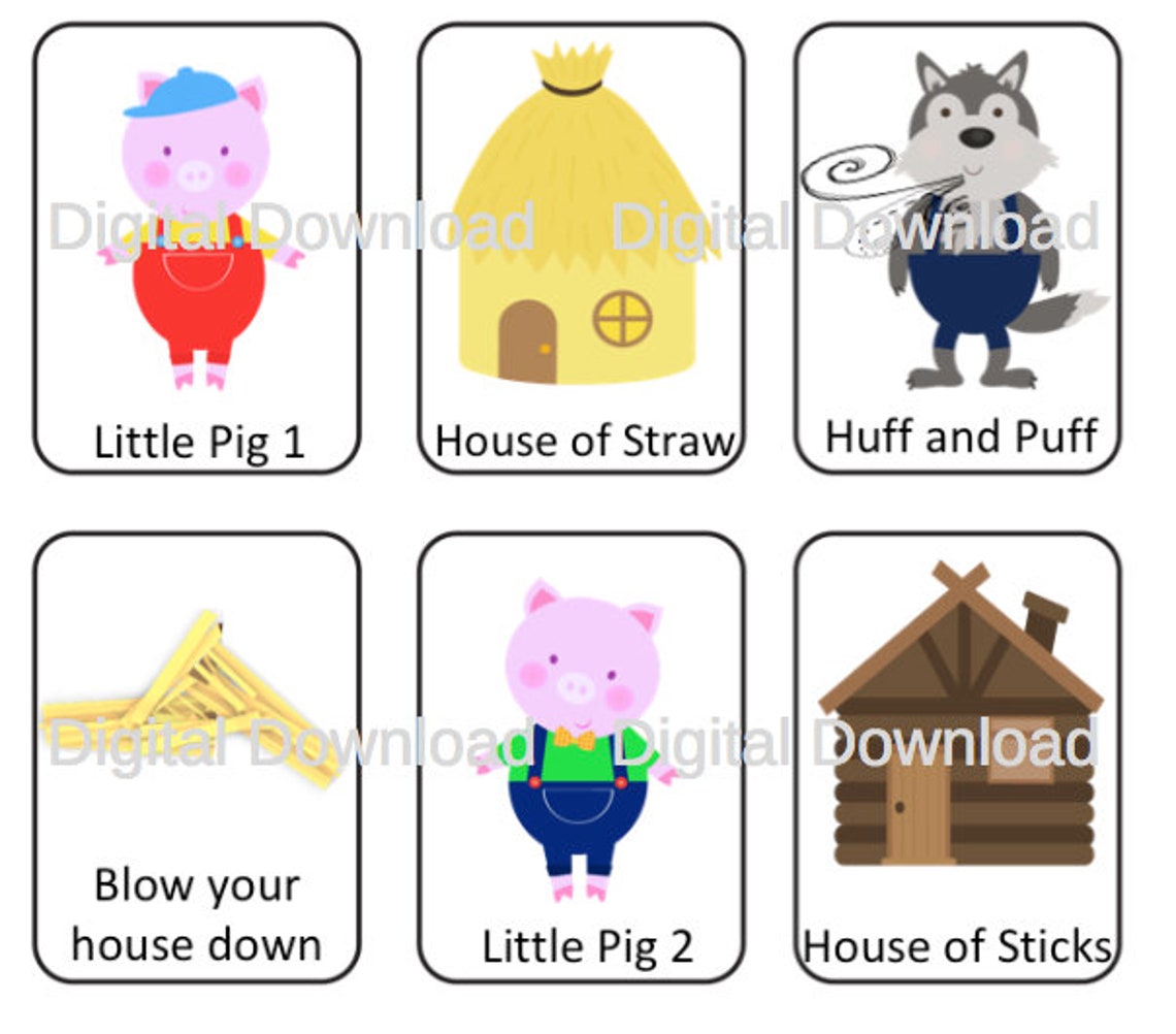 Three Little Pigs Sequencing Cards and Worksheets Digital Download // 3