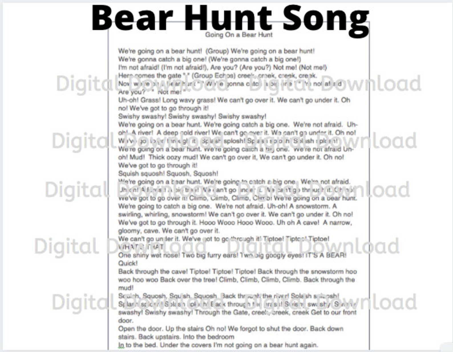 Going on a Bear Hunt Map DIGITAL DOWNLOAD // Printable Acitivity