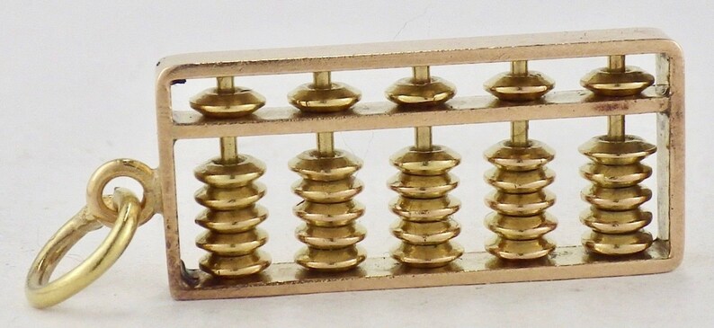 Vintage 14K Yellow Gold Working Chinese Oriental Abacus Charm Pendant