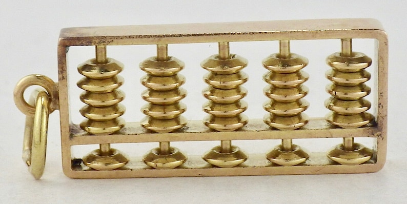 Vintage 14K Yellow Gold Working Chinese Oriental Abacus Charm Pendant