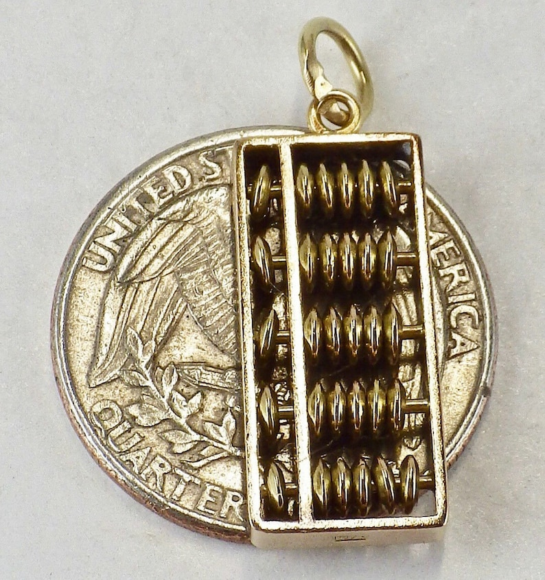 Vintage 14K Yellow Gold Working Chinese Oriental Abacus Charm Pendant