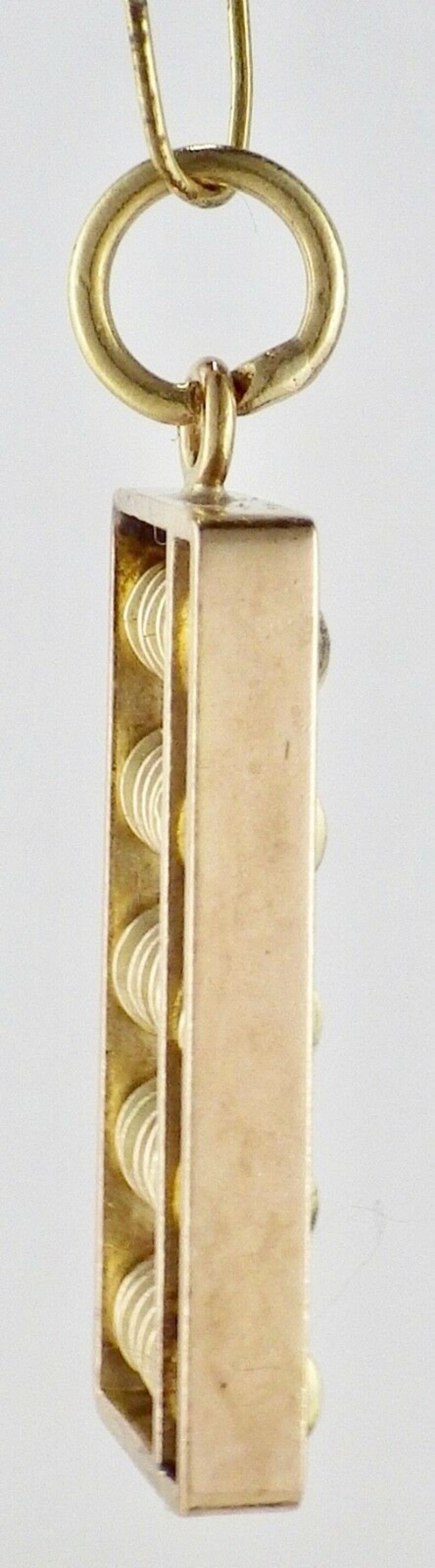 Vintage 14K Yellow Gold Working Chinese Oriental Abacus Charm Pendant