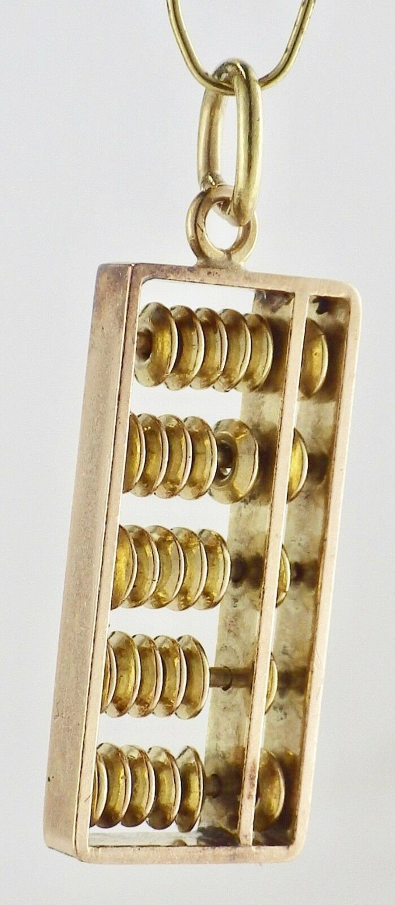 Vintage 14K Yellow Gold Working Chinese Oriental Abacus Charm Pendant