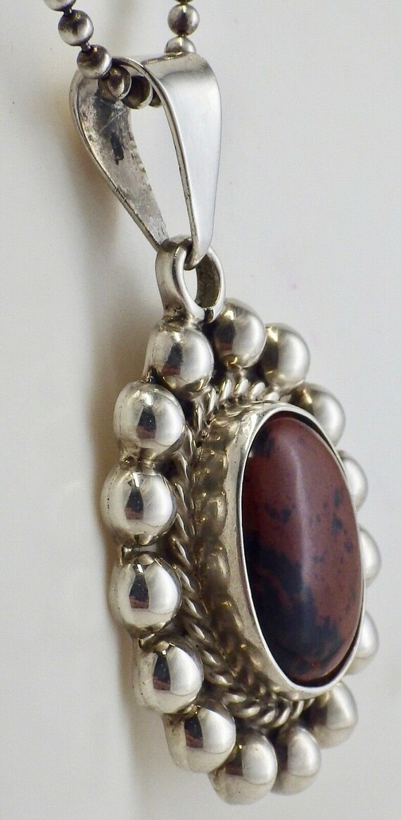 Estate Mexican Sterling Silver Oval Mahogany Obsi… - image 4