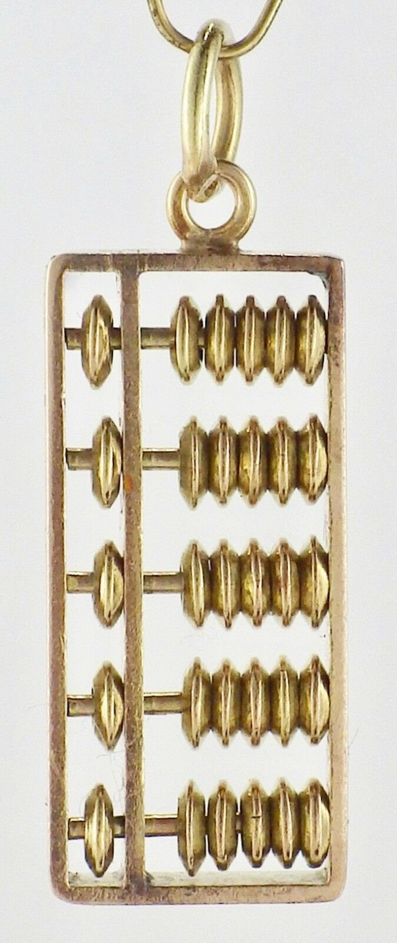 Vintage 14K Yellow Gold Working Chinese Oriental Abacus Charm Pendant