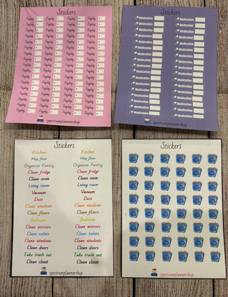 100 Sticker Sheet Budget Planner Stickers Bill Due Payday Chore Gym ...
