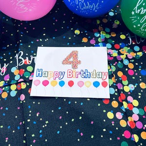 Buon compleanno età 4 bambini maschio o femmina personalizzazione disponibile regalo, festa per bambini PDF stampabile download