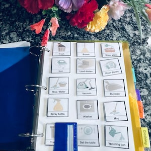 450 Komunikacja za pomocą kart obrazkowych Terapia mowy Autyzm niewerbalny Specjalne potrzeby Harmonogram Montessori Dziecko Nastolatek Harmonogram Rutyna ADHD Odpowiedzialność