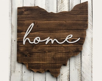 Wooden State Home Sign, Ohio Sign, Decorative State Decor