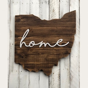 Wooden State Home Sign, Ohio Sign, Decorative State Decor