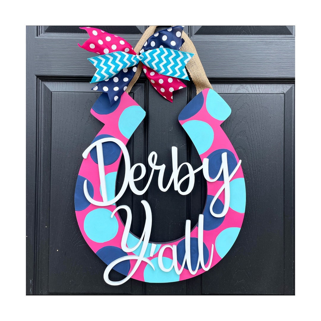 Kentucky Derby Door Hanger, Horseshoe Decor Etsy
