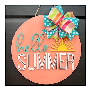 Hello Summer Door Hanger, Summer Door Sign, Front Door Decor, Front Door Sign, Summer Decor