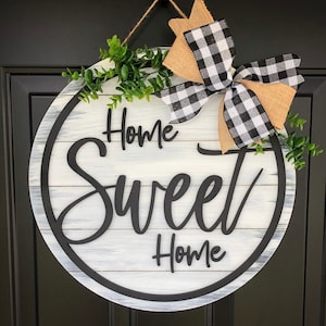 Home Sweet Home Door Hanger, Farmhouse, Black and White, Shiplap