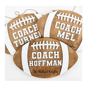 Football Coach Gift, Personalized Football Sign with School Name