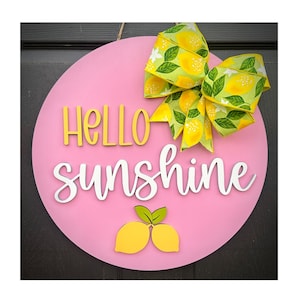 Summer Door Hanger, Hello Sunshine, Lemon Door Hanger, Summer Door Decor, Front Door Decor, Front Porch Sign