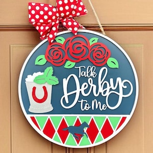 Kentucky Derby Door Hanger, Talk Derby to Me, Horseracing Decor, Mint Julep