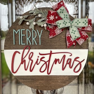 Christmas Door Hanger, Merry Christmas, Farmhouse Wooden Hanger