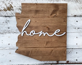 Arizona Wooden State Home Sign, Decorative State Decor