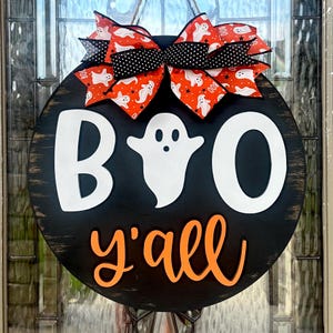 Halloween Door Hanger, Ghost Door Decor, Hey Boo Halloween Decoration