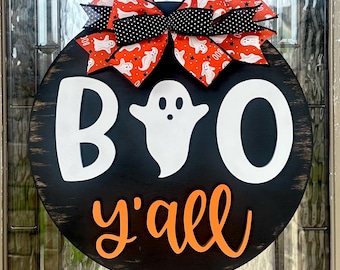 Colgador de puerta de Halloween, decoración de puerta fantasma, decoración de Halloween Hey Boo