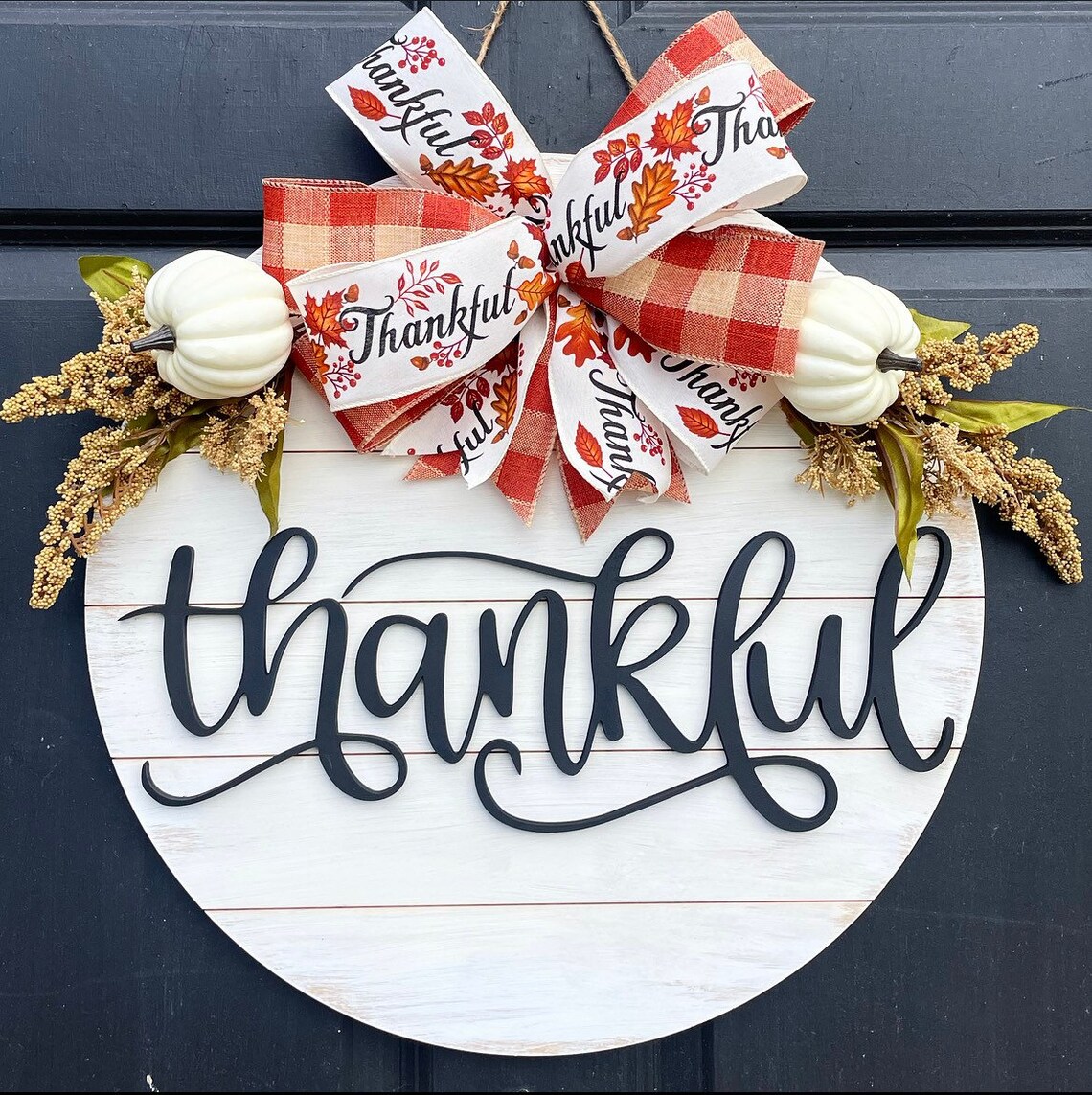Thankful Thanksgiving Door Hanger for Fall Etsy