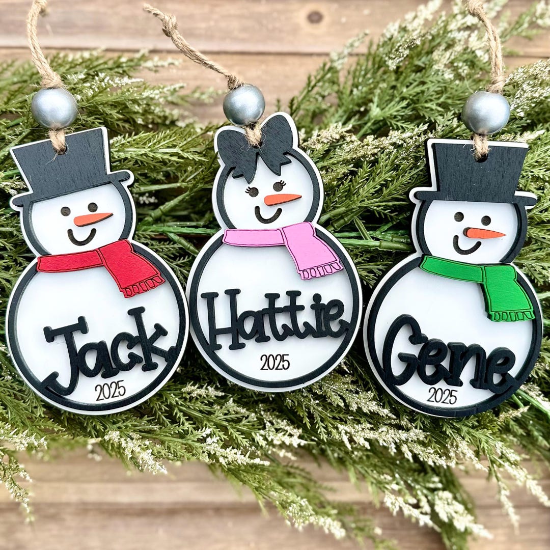 Snowman Types Personalized Snowman Ornament: Custom Family Keepsake, Holiday Decor ...