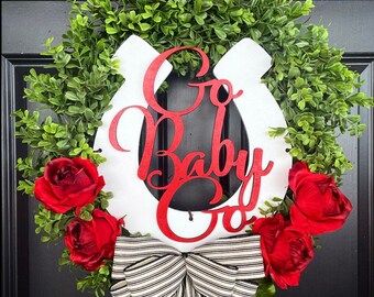 Kentucky Derby Wreath, Horseshoe, Go Baby Go