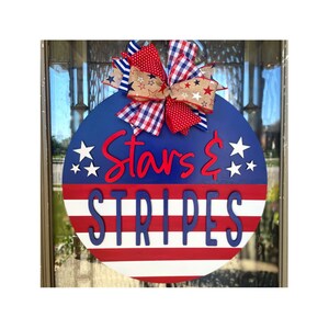 Fourth of July Door Hanger, Stars and Stripes, Red White and Blue for summer