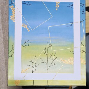 Golden Winter Abstract Acrylic Painting: Handpainted Original Art