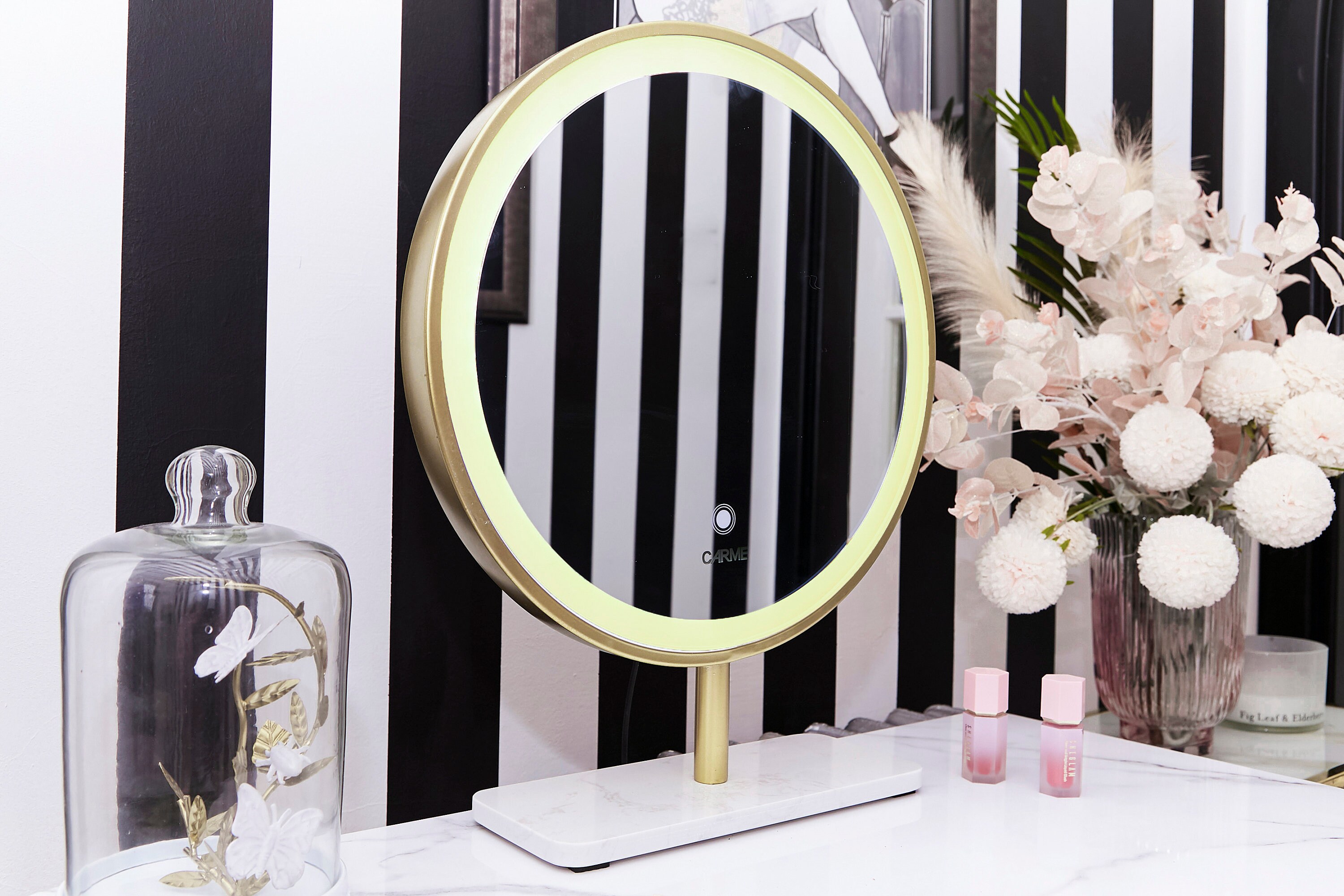 Santorini Dream Velvet Dressing Table with LED Touch Sensor Etsy