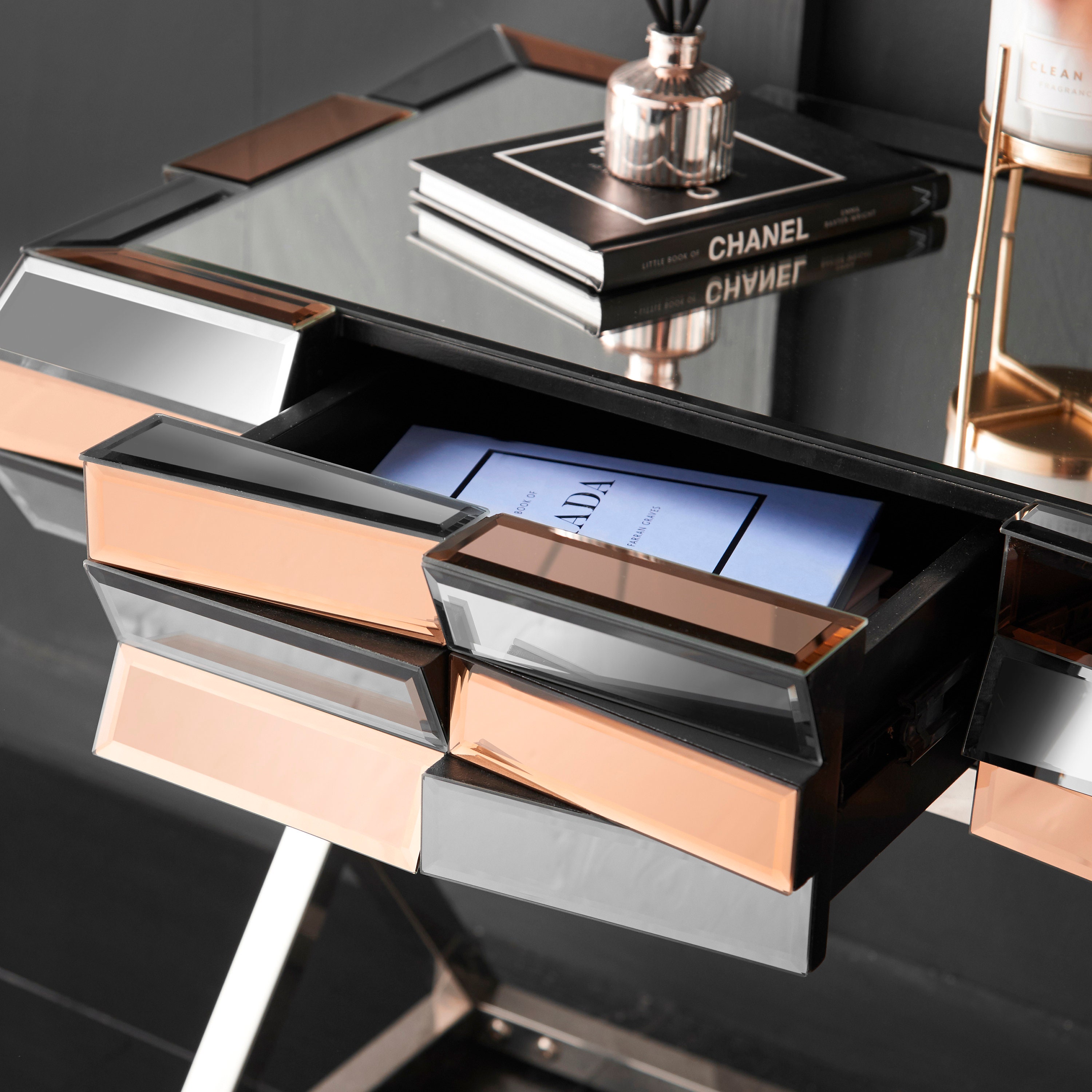 Knightsbridge Rose Gold Mirror Mirrored Console and Side Table Etsy UK