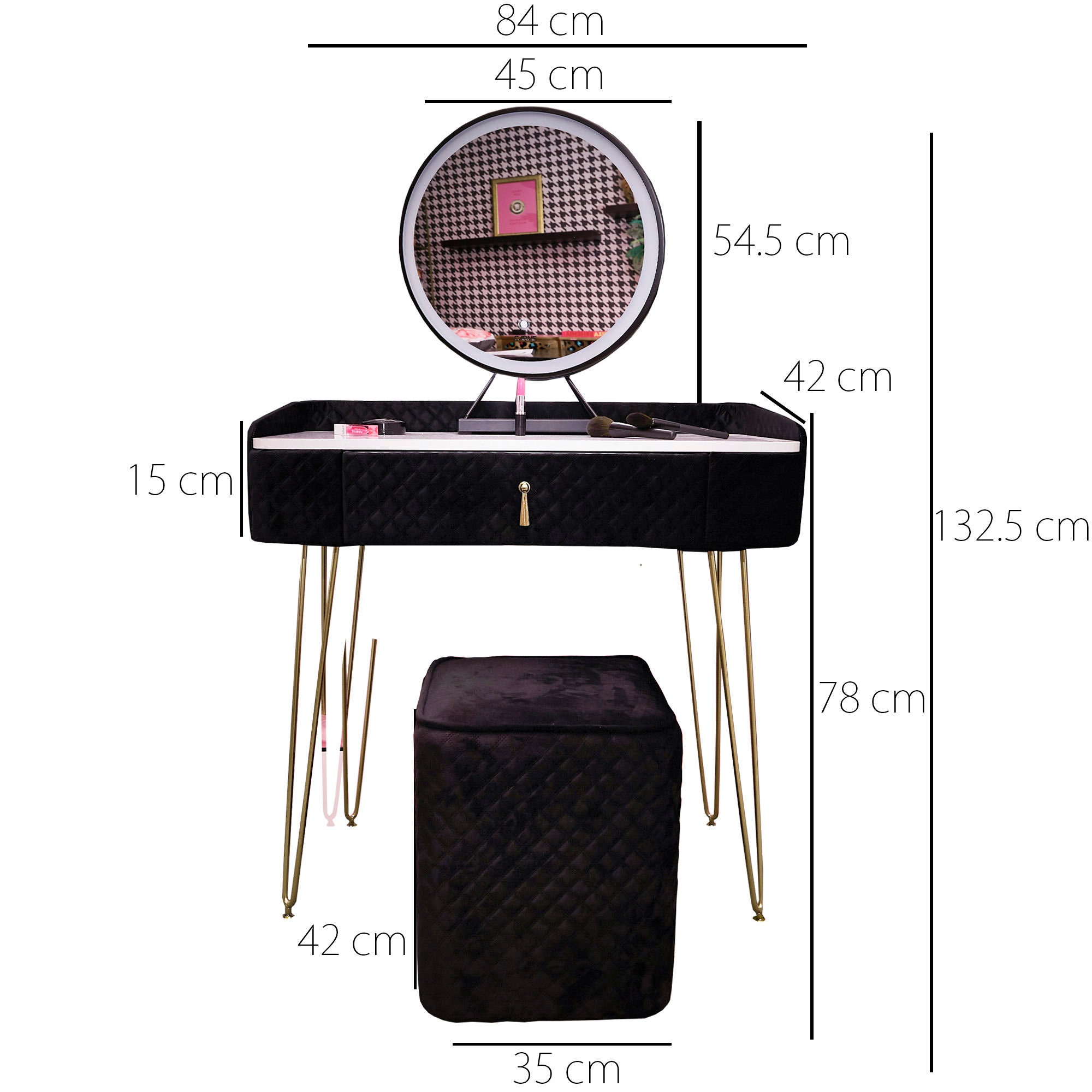 Bali Sunset Velvet Dressing Table with LED Touch Sensor Mirror Etsy